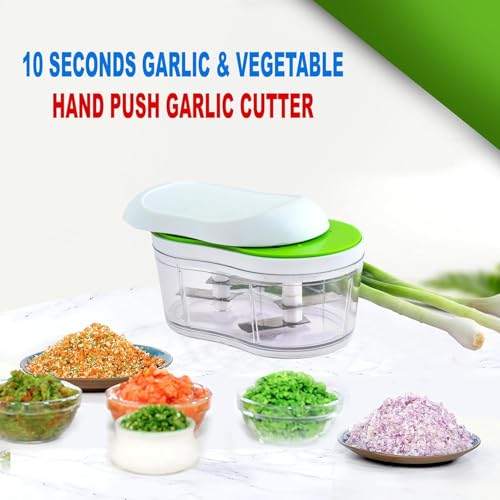 Perfect Pricee Vegetable Chopper with 4 Stainless Steel Blades, Kitchen Hand Push Cutter for Onion, Garlic, Fruits, Nuts - Image 3