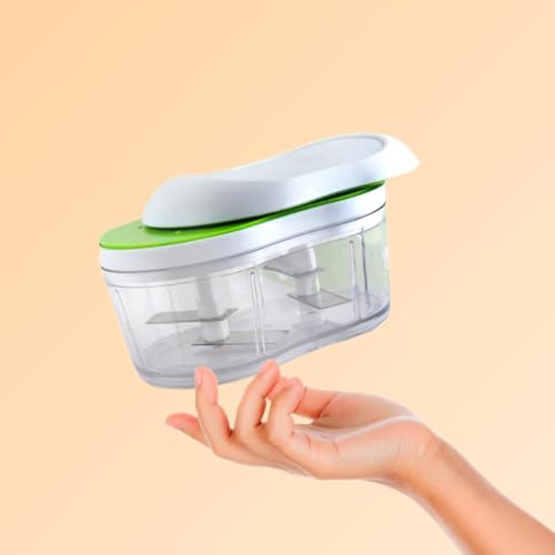Perfect Pricee Vegetable Chopper with 4 Stainless Steel Blades, Kitchen Hand Push Cutter for Onion, Garlic, Fruits, Nuts - Image 2