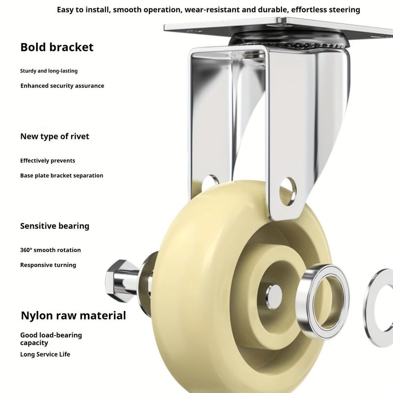 قطعتان 4 بوصة عجلات صناعية مع فرامل ذات محامل كروية مزدوجة عالية القدرة على التحمل - Image 5