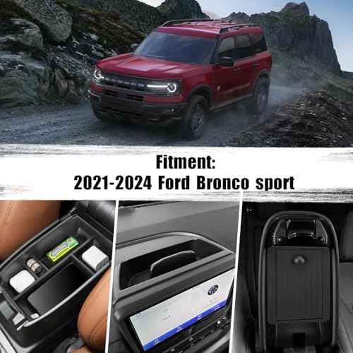 Neepiar 3PCS Center Console Organizers Compatible with 20212024 Ford Bronco Sport CX430 Dash Storage Tray and Armrest Storage Box Armrest Hidden Tray Interior Accessories - Image 3