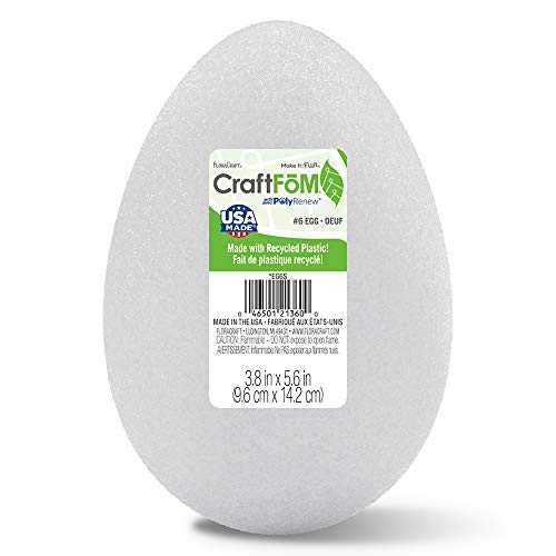 FloraCraft CraftFōM Egg 3.8 Inch x 5.6 Inch White - Image 1
