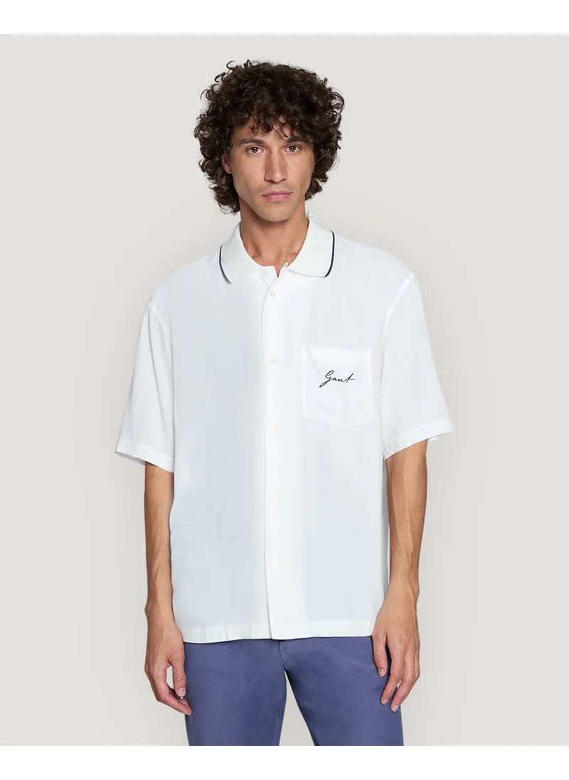 غانت Gant Relaxed Fit Short Sleeve Viscose Shirt