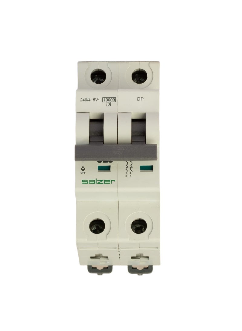 Salzer SALZER Protection Devices for Home and Office Double Pole 63A MCB CCurve 10kA ISI Rated 240415 V AC White Pack of 1 Nos  - Image 2