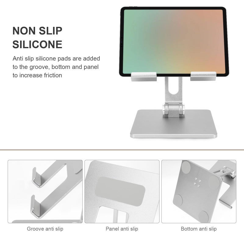 Adjustable Foldable Aluminum Alloy Laptop Stand Portable Desk Holder Silver Gray - Image 4