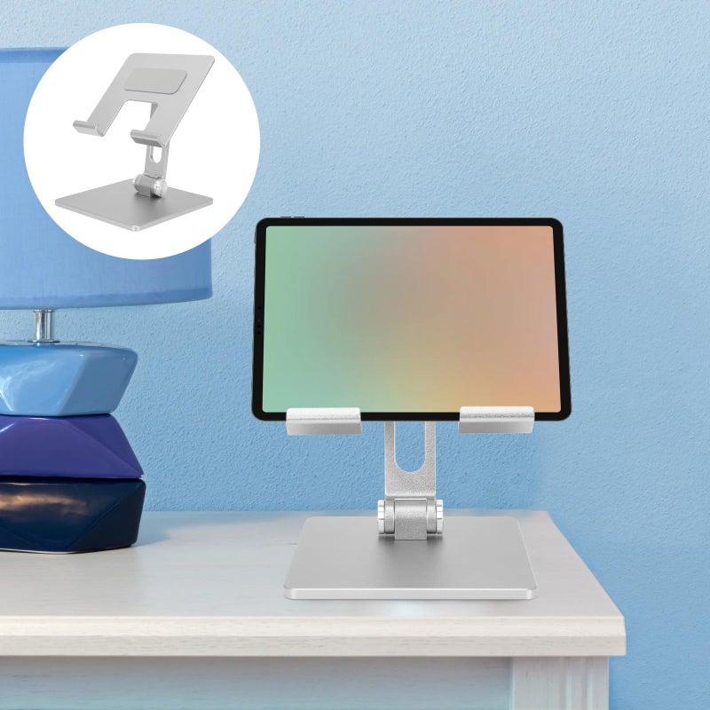 Adjustable Foldable Aluminum Alloy Laptop Stand Portable Desk Holder Silver Gray - Image 5