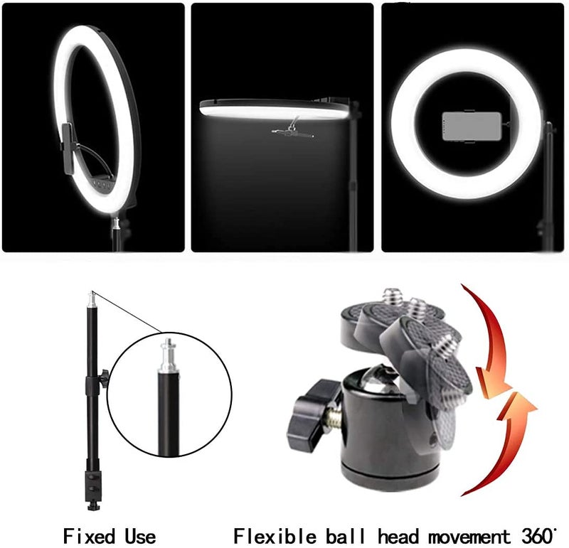 SHOPEE حامل مكتب للكاميرا مع رأس كروي دوار 360° لكاميرات DSLR/كاميرات الويب/أضواء الحلقة/أضواء الفيديو، مشبك طاولة من الألمنيوم قابل للتعديل من 12-20 بوصة لمكياج، بث مباشر، تصوير فوتوغرافي وفيديو. - Image 5