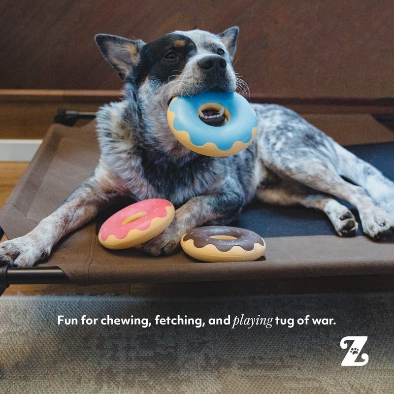 ZippyPaws ZippyTuff Dog Chew Toy - Durable Rubber Chew Ring Toy, Puppy Teething Toys, Tough & Squeaky Toys for Small, Medium, & Large Dogs, Flexible TPR Material - Blueberry Donut - Image 5