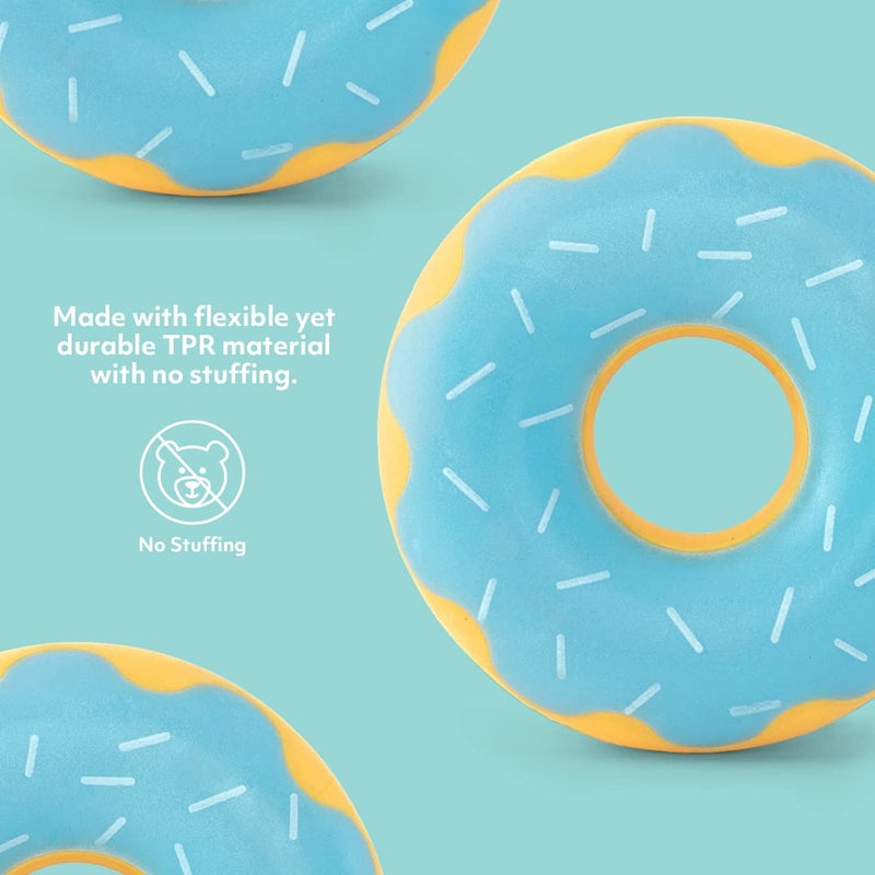 ZippyPaws ZippyTuff Dog Chew Toy - Durable Rubber Chew Ring Toy, Puppy Teething Toys, Tough & Squeaky Toys for Small, Medium, & Large Dogs, Flexible TPR Material - Blueberry Donut - Image 4