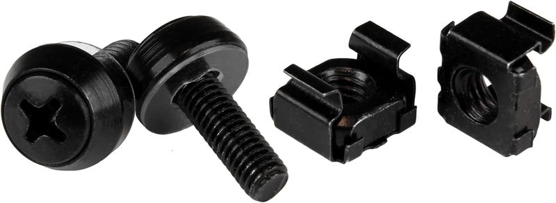 Star Tech .com M5 x 12mm Screws and Cage Nuts - 100 Pack - M5 Mounting Screws and Cage Nuts for Server Rack and Cabinet - Black, TAA (CABSCREWM52B) - Image 1
