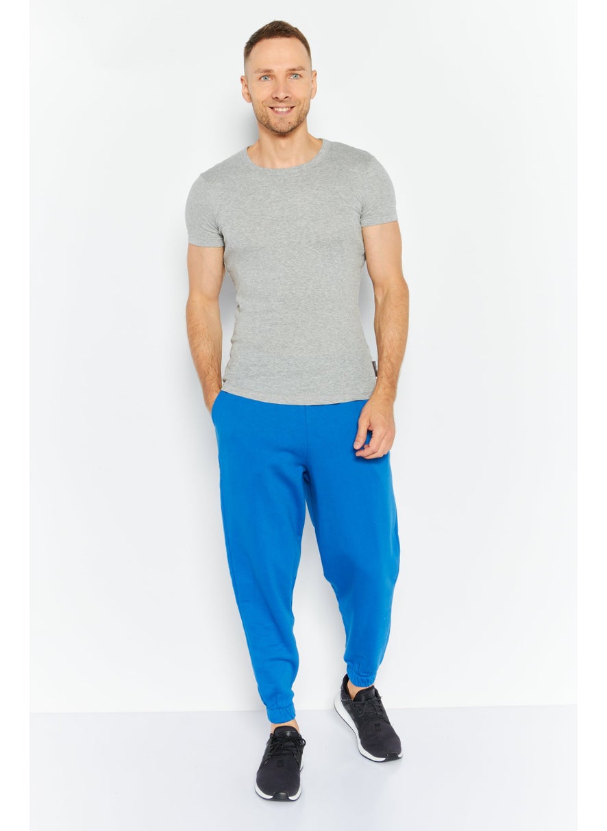 Asos Design - Men Oversized Solid Drawstring Jogger Pants, Blue - Image 1