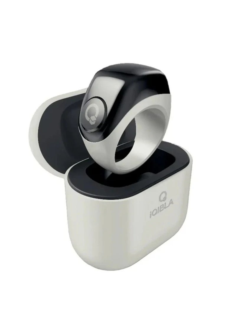 iQIBLA Smart Tasbih Zikr Ring Wide Display Powerful Battery Backup OLED Display Jood Smart Ring App Operated Tasbih Counter Waterproof Smart Zikr Ring Compatible Three Sizes (18mm/ 20mm/22mm) 5 Prayer Time Reminders iQibla Tasbih Smart Counter Grey - Image 1