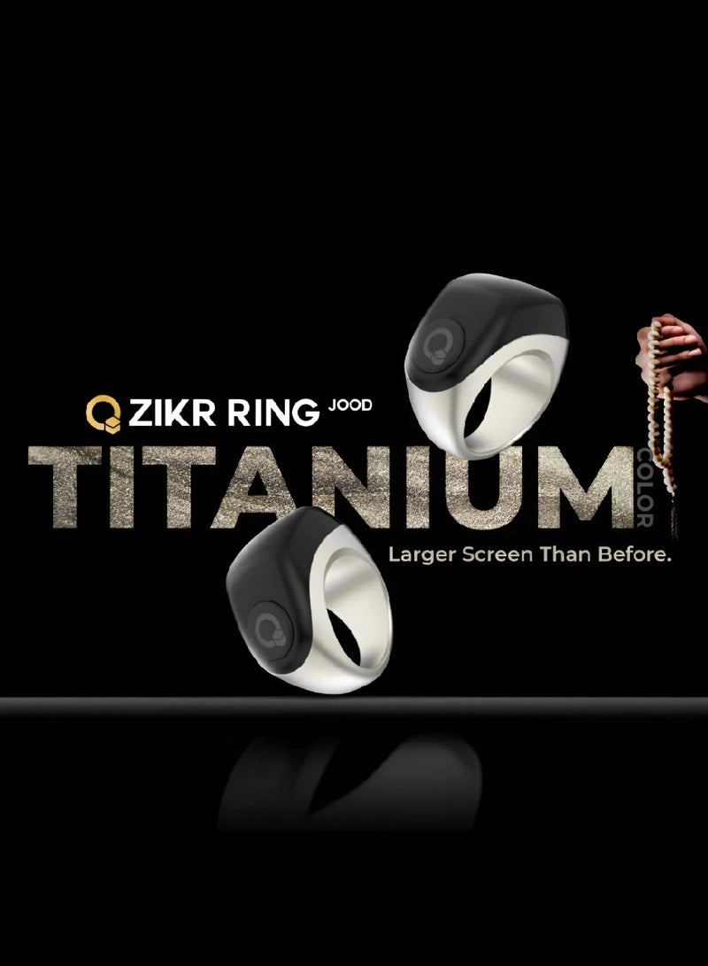 iQIBLA Smart Tasbih Zikr Ring Wide Display Powerful Battery Backup OLED Display Jood Smart Ring App Operated Tasbih Counter Waterproof Smart Zikr Ring Compatible Three Sizes (18mm/ 20mm/22mm) 5 Prayer Time Reminders iQibla Tasbih Smart Counter Grey - Image 2