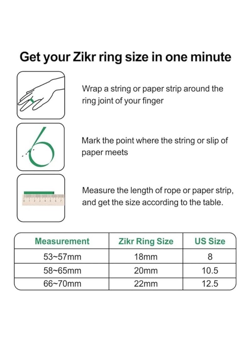 iQIBLA Smart Tasbih Zikr Ring Wide Display Powerful Battery Backup OLED Display Jood Smart Ring App Operated Tasbih Counter Waterproof Smart Zikr Ring Compatible Three Sizes (18mm/ 20mm/22mm) 5 Prayer Time Reminders iQibla Tasbih Smart Counter Grey - Image 5