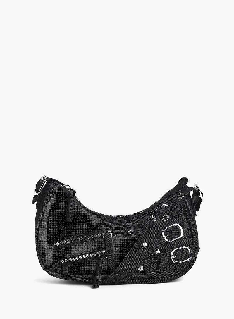 Haute Sauce  Solid Zip Lock Regular Cotton Sling Bag with Detachable Strap For Women for Women | Best Price UAE
