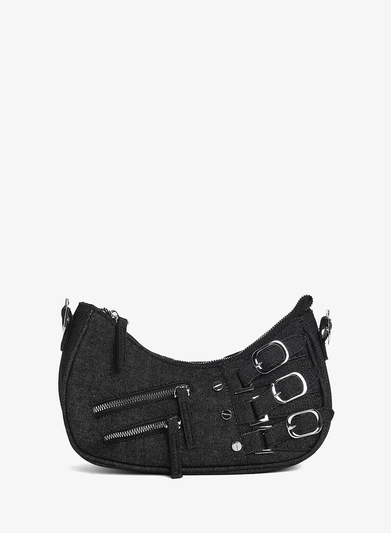 Haute Sauce  Solid Zip Lock Regular Cotton Sling Bag with Detachable Strap For Women for Women | Best Price UAE