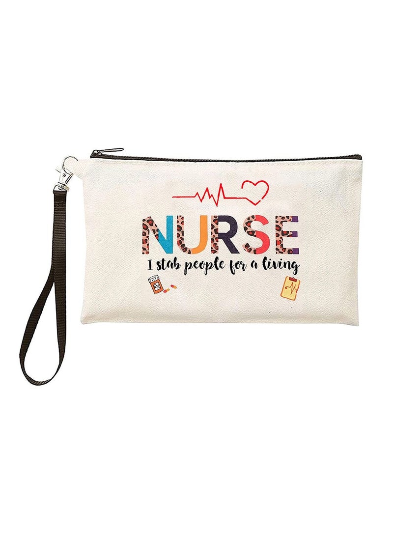 PRINTSHOP4ME Nurse Appreciation Gift - Cosmetic Bag - Multi Purpose Full Zipper Pouch with Funny Designs Print - Nursing Supplies and Practitioner Gifts - Survival kit (Design 1)  - Image 1