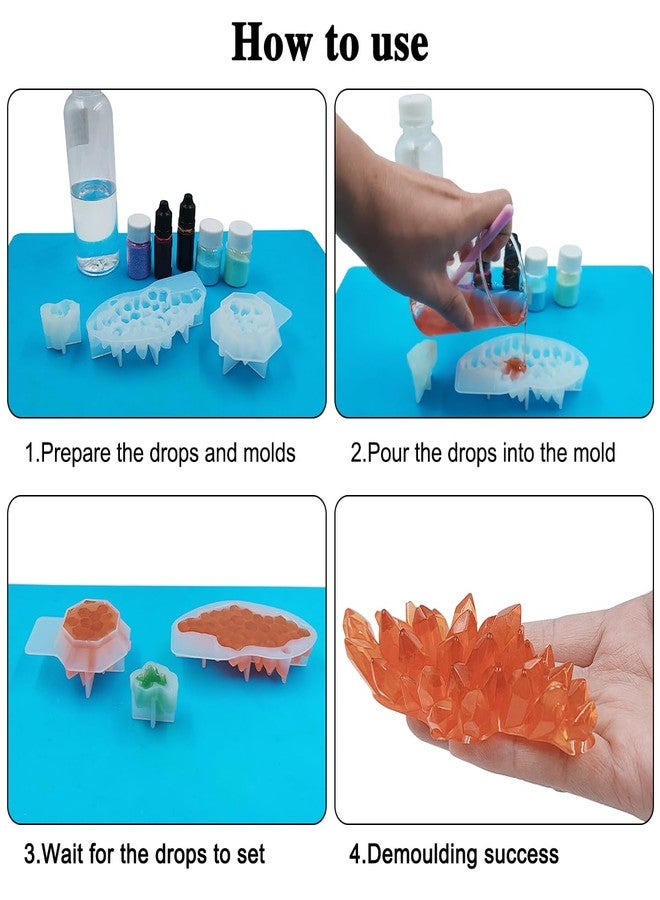 FineGood 3 Pcs Cluster Crystal Resin Molds, Quartz Rock Epoxy Resin Moulds DIY Art Craft Crystal Stone Silicone Moulds for Resin Casting Jewellery Candle, Soap, Home Decor-3 Size - Image 5