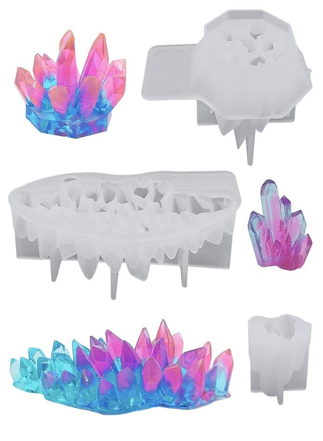 FineGood 3 Pcs Cluster Crystal Resin Molds, Quartz Rock Epoxy Resin Moulds DIY Art Craft Crystal Stone Silicone Moulds for Resin Casting Jewellery Candle, Soap, Home Decor-3 Size - Image 1