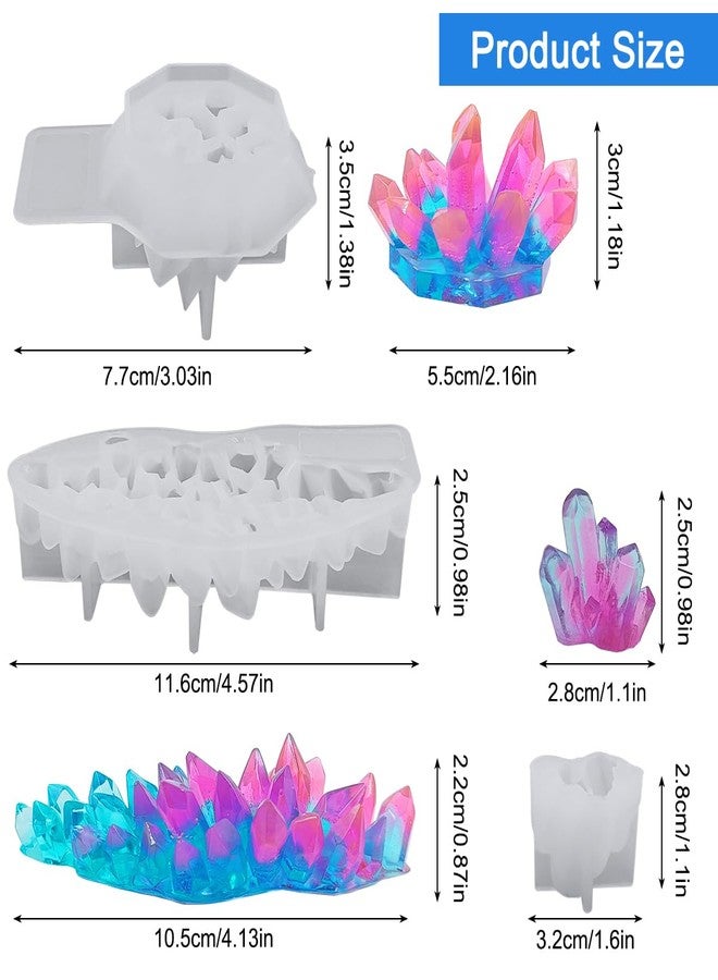 FineGood 3 Pcs Cluster Crystal Resin Molds, Quartz Rock Epoxy Resin Moulds DIY Art Craft Crystal Stone Silicone Moulds for Resin Casting Jewellery Candle, Soap, Home Decor-3 Size - Image 2