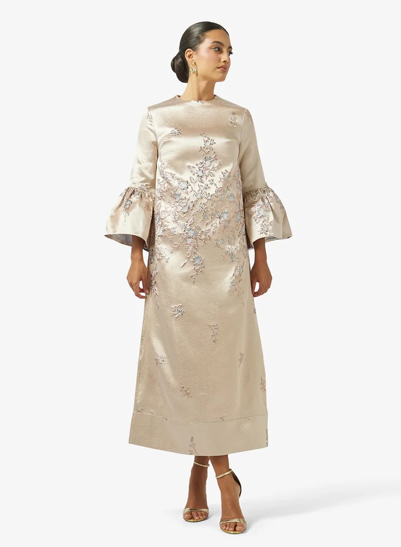 Threadz by Ajooni  Flared Sleeve Midi Dress for Women | Best Price UAE