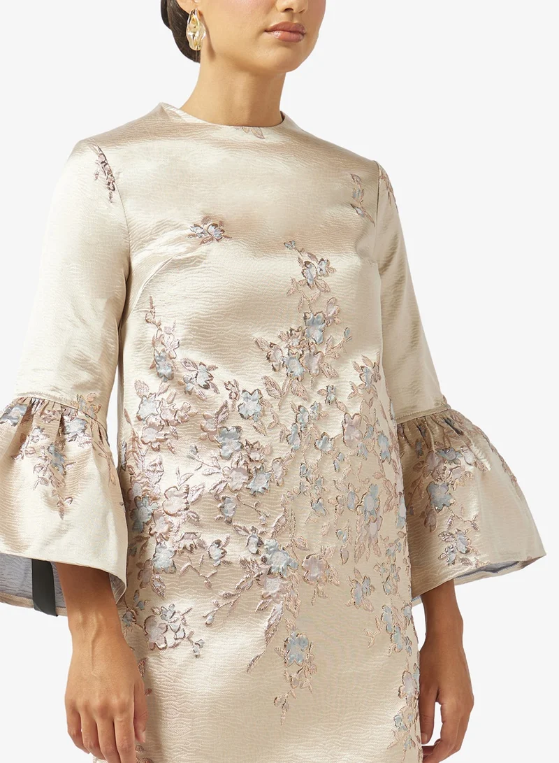 Threadz by Ajooni  Flared Sleeve Midi Dress for Women | Best Price UAE