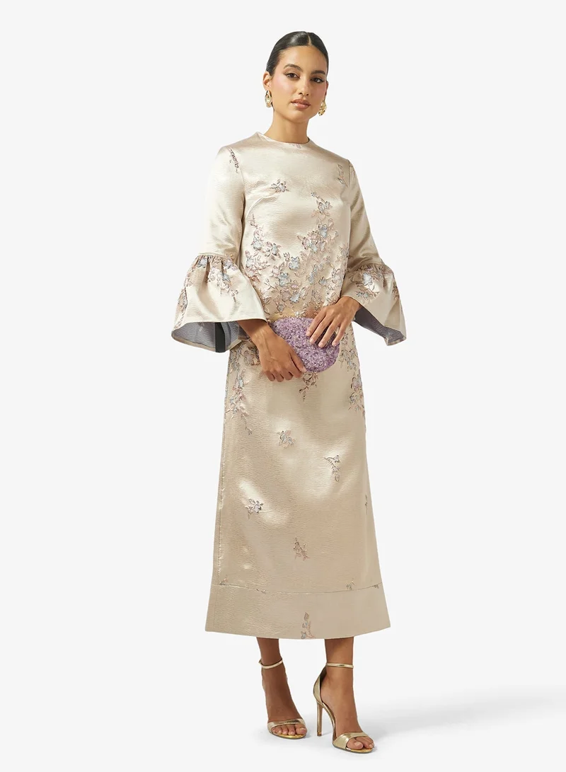 Threadz by Ajooni Flared Sleeve Midi Dress