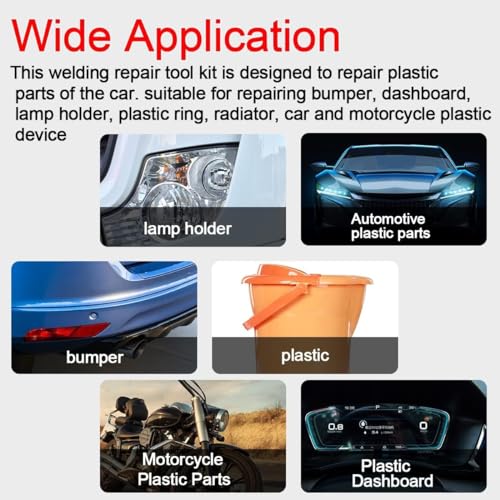 AZRMOH 50W Plastic Welding Machine Car Bumper Crack Repair Hot Stapler Kit, Hot Stapler Heating Plastic Welding Repairing Gun Welder Machine with Four Types of Staples (50W RED) - Image 4