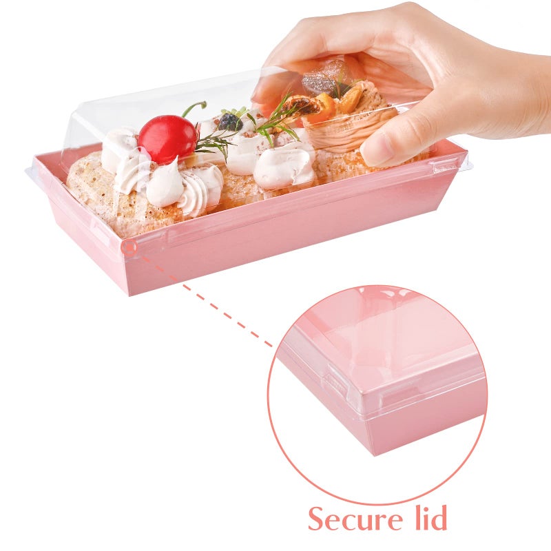 Ocmoiy Charcuterie Boxes with Clear Lids, 50 Pack Pink Bakery Boxes, Cookie Boxes, Small Treat Boxes for Pastry, Sandwich, Cupcakes, Strawberries, Dessert To Go Containers - Image 3