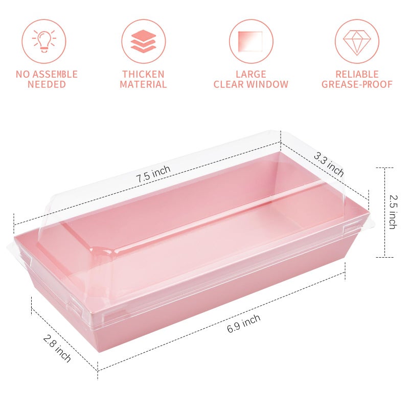 Ocmoiy Charcuterie Boxes with Clear Lids, 50 Pack Pink Bakery Boxes, Cookie Boxes, Small Treat Boxes for Pastry, Sandwich, Cupcakes, Strawberries, Dessert To Go Containers - Image 2