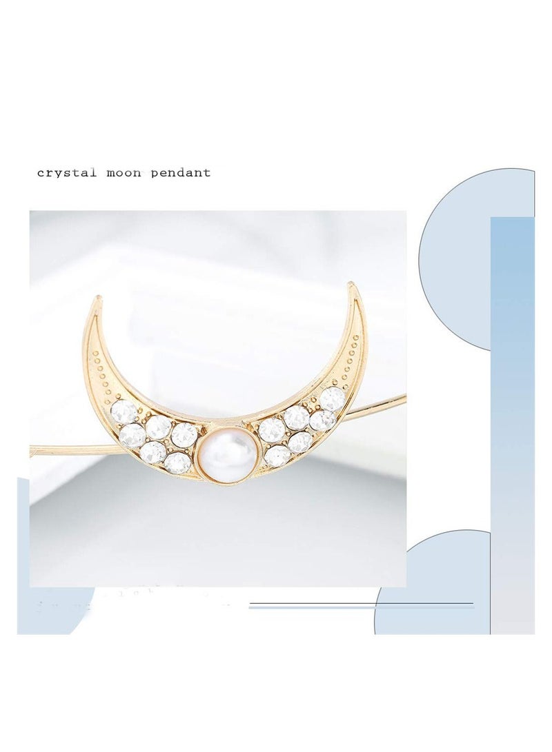سيوسي 1 قطعة الذهب الزفاف الكريستال قلادة رئيس سلسلة القمر ستار الشعر زخرفة - Image 5