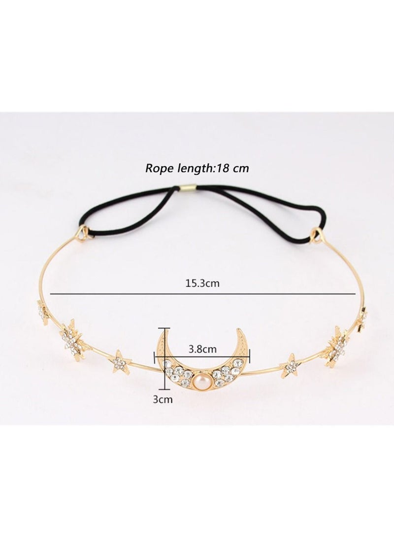 سيوسي 1 قطعة الذهب الزفاف الكريستال قلادة رئيس سلسلة القمر ستار الشعر زخرفة - Image 3