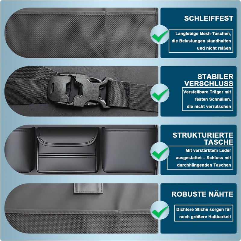 VEHIRIE 3-in-1 Car Organiser with Folding Table & Seat Protector - Black - Image 3