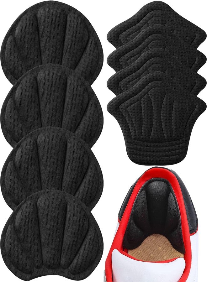 Huethy Heel Cushion Pads, Adhesive Back of Heel Grips Inserts for Boots, Too Big Loose Shoes, Reusable Heel Guards Liners for Women Men, Improve Shoe Fit, 4PCS-Black+4PCS-Black-B - Image 1