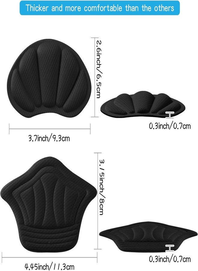 Huethy Heel Cushion Pads, Adhesive Back of Heel Grips Inserts for Boots, Too Big Loose Shoes, Reusable Heel Guards Liners for Women Men, Improve Shoe Fit, 4PCS-Black+4PCS-Black-B - Image 5
