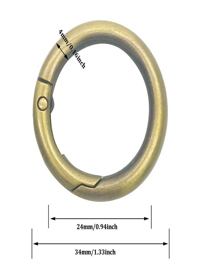 ZLYY 4Pcs Spring Clip Round Carabiner Ring, 1" Diameter O Ring Snap Clip Trigger Spring Keyring Buckle Organizing Accessory/Metal Secure Holder/Durable and Rust-Proof (Brass) - Image 2