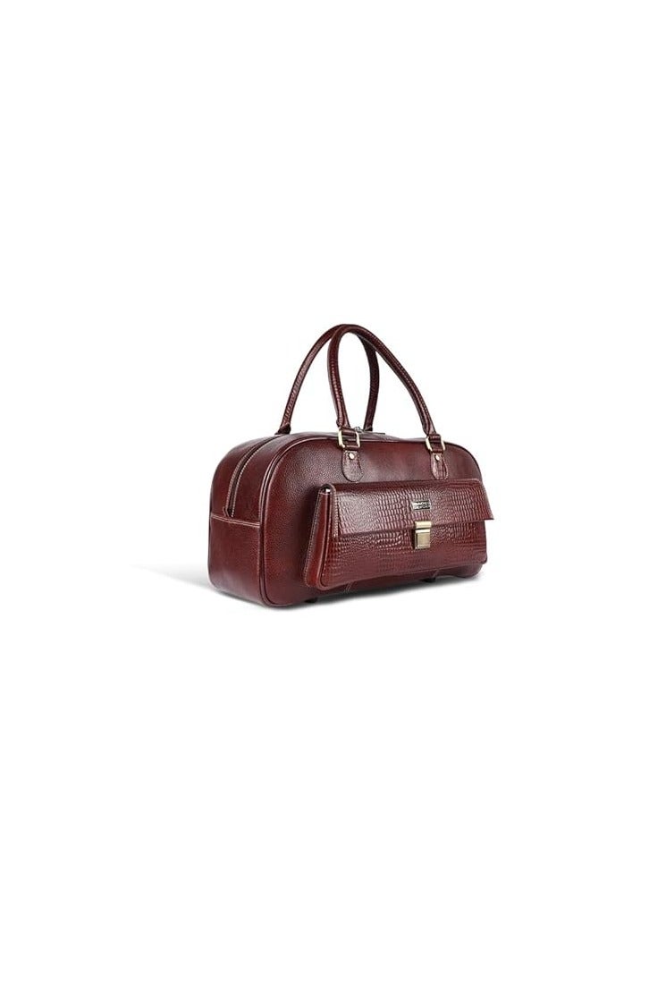 HAMMONDS FLYCATCHER HAMMONDS FLYCATCHER Genuine Leather Brown Travel Bag for Men & Women for Luggage/Cabin Luggage Bags for Flight (18") Duffle Bags - for Air Travel, Business Trips - Image 1