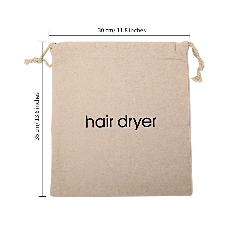 Senkary Hair Dryer Bags Drawstring Hairdryer Travel Bag Cotton Hair Dryer Storage Bag, 11.8 Inch by 13.8 Inch (Beige) - Image 2