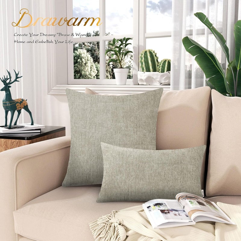 BRAWARM Throw Pillow Covers 20x20 Inches - Taupe Chenille Pillow Covers Pack of 2, Solid Dyed Soft Chenille Pillow Cases for Couch Sofa Bed Home Decoration - Image 3