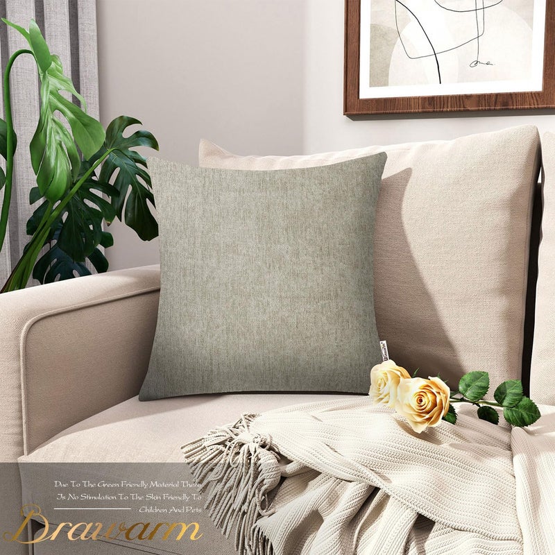 BRAWARM Throw Pillow Covers 20x20 Inches - Taupe Chenille Pillow Covers Pack of 2, Solid Dyed Soft Chenille Pillow Cases for Couch Sofa Bed Home Decoration - Image 2