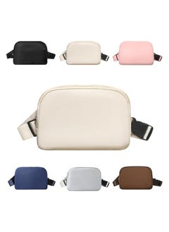 erorex Fanny Pack for Women Men - Unisex Waterproof Belt Bag with Adjustable Strap, Lightweight Cross Body Bag Casual Hands-Free Waist Bag with 4 Pockets for Running Hiking Traveling Workout, Off-white  - Image 1