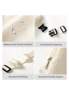 erorex Fanny Pack for Women Men - Unisex Waterproof Belt Bag with Adjustable Strap, Lightweight Cross Body Bag Casual Hands-Free Waist Bag with 4 Pockets for Running Hiking Traveling Workout, Off-white  - Image 3