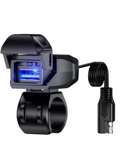 Motorcycle USB Charger SAE to USB Adapter USB Waterproof with LED Light Display Automatically ON Off Switch 1.8M SAE Cable for GPS Smartphone Camera