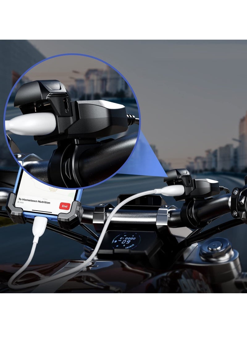 SYOSI - Motorcycle USB Charger SAE to USB Adapter USB Waterproof with LED Light Display Automatically ON Off Switch 1.8M SAE Cable for GPS Smartphone Camera - Image 1