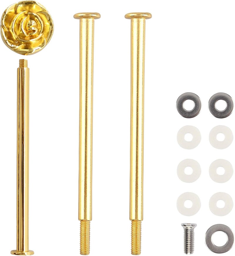 Happy Will 3 Tier 14" Heavy Metal Cake Stand Holder Fruit Plate Stand Fitting Hardware Rod (Golden_Rose) - Image 1