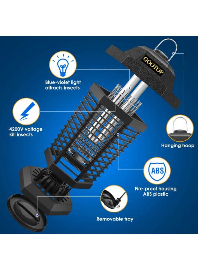 GOOTOP Electric Bug Zapper, 4200V Mosquito & Fly Killer for Indoor Outdoor, Black - Image 5