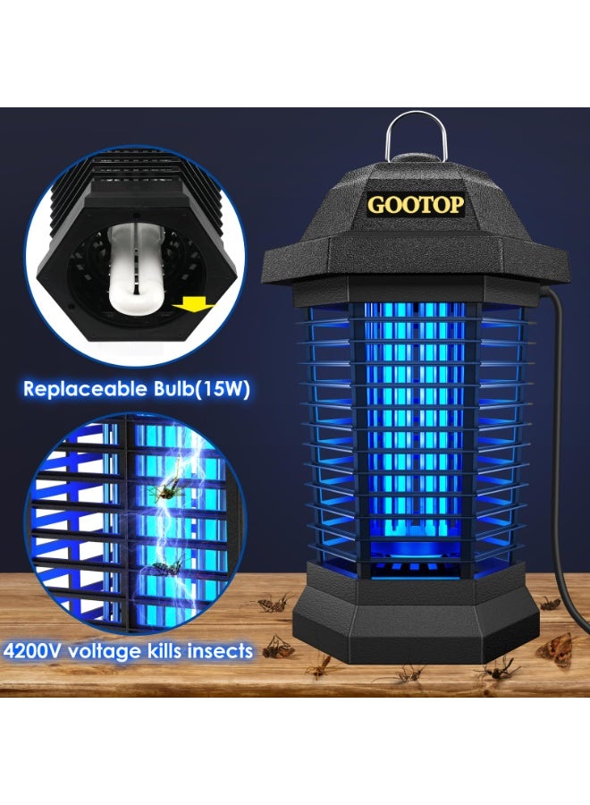 GOOTOP Electric Bug Zapper, 4200V Mosquito & Fly Killer for Indoor Outdoor, Black - Image 4