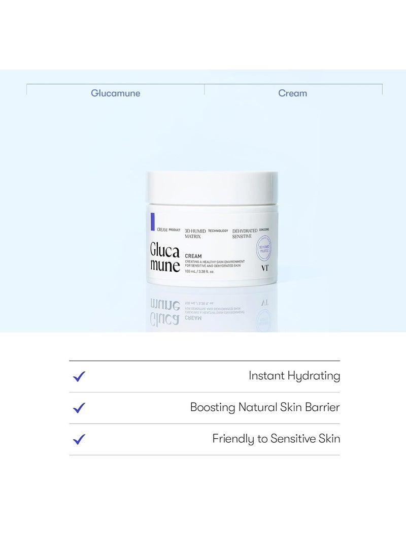VT COSMETICS Glucamune Cream 100ml | Intensive Hydration, Soothing & Moisturizing Care for Sensitive Skin, Glow Finish - Image 3
