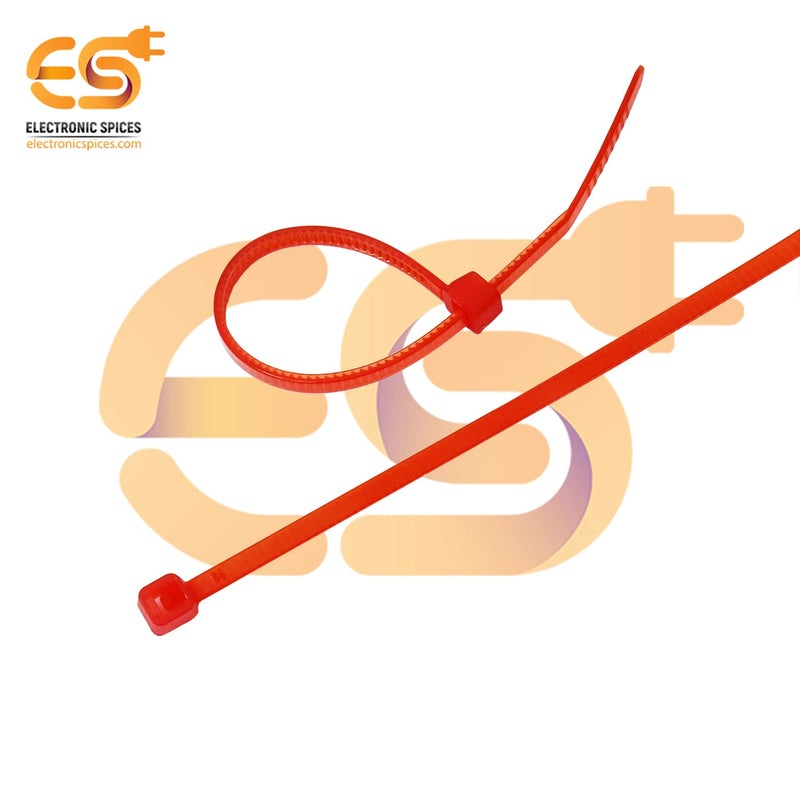 Electronic Spices 25mm X 100mm Red Color Multipurpose Self Locking Nylon 66 Industrial Grade Cable Tie Pack of 100pcs