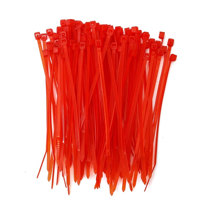 Electronic Spices 25mm X 100mm Red Color Multipurpose Self Locking Nylon 66 Industrial Grade Cable Tie Pack of 100pcs