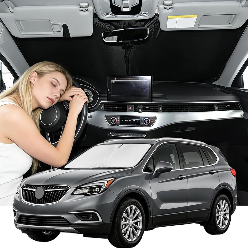 ZOIBV Windshield Sunshade for Buick Envision 2016-2020 Sun Shade Car Windshield Accessories Upgrade 4 Layers Blocks UV Rays Custom Fit Envision 240T Car Window Shades Front Windshield Keep Cool - Image 1